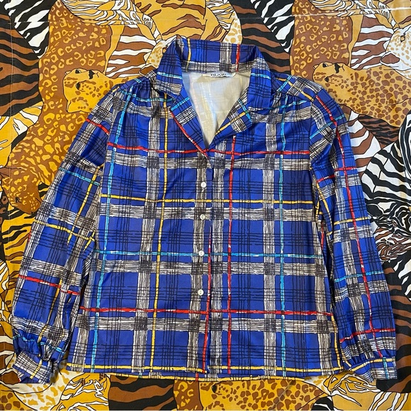 Vintage Blair of Warren, Pa blue plaid button-up shirt. Size large - Picture 6 of 6